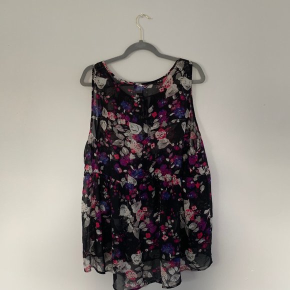Torrid Floral Print Chiffon Tie Front Tank Top - Picture 7 of 7